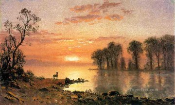  Bierstadt Oil Painting - Sunset Albert Bierstadt Landscape